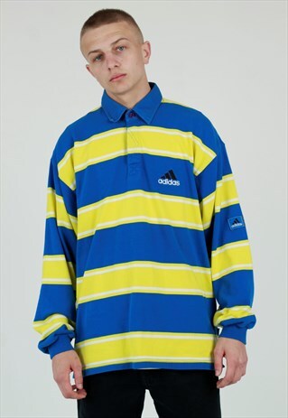 90S ADIDAS STRIPE RUGBY SHIRT