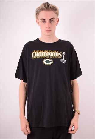 NFL MENS VINTAGE T-SHIRT TOP LARGE BLACK 90S