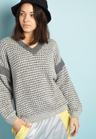 90'S RETRO JAZZY KNIT OVERSIZED CHUNKY JUMPER
