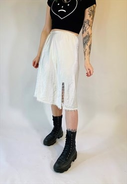 Vintage 90s 00s Y2K Grunge Satin White Skirt