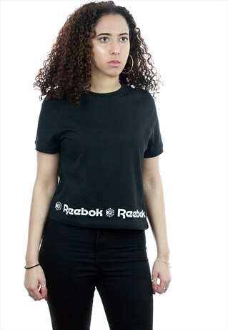 VINTAGE REEBOK CLASSIC BLACK CROP TOP T-SHIRT