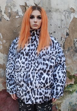 Leopard bomber gradient animal print puffer pastel jacket 