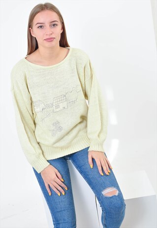 VINTAGE KNITWEAR JUMPER IN YELLOW
