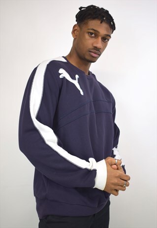 VINTAGE 90S PUMA NAVY WHITE SWEATSHIRT
