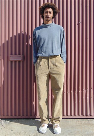 90S MINIMALIST SKATER LUXURY BROWN PLEATED CORDUROY TROUSER