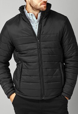 Premium Collared Puffer Bubble Padded Jacket Coat - Black