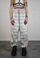 RAINBOW JOGGERS FUR PANTS STRIPED FESTIVAL TROUSERS PINK