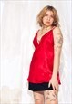 VINTAGE Y2K SLIP DRESS IN RED REWORKED CHAIN PLASTIC TOY