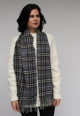 VINTAGE CASHMERE CHECKED SCARF -AS07