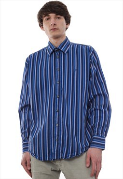 Vintage YVES SAINT LAURENT Shirt Striped 90s Blue