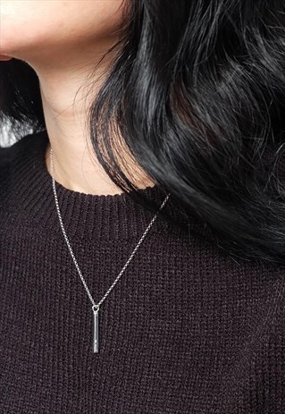 SQUARE BAR CHAIN NECKLACE WOMEN STERLING SILVER NECKLACE