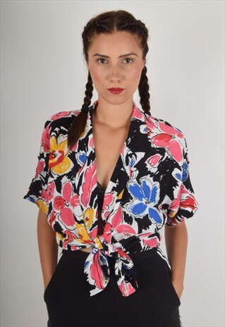 VINTAGE BLOUSE FLORAL PRINT (996)