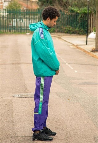 VINTAGE ADIDAS SHELLSUIT IN TURQUOISE, TEAL AND PURPLE