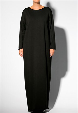 BLACK CASUAL DRESS, LONG DRESS, MAXI DRESS, WINTER DRESS