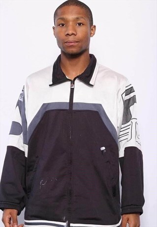 VINTAGE FILA LOGO TRACK JACKET BLACK WHITE