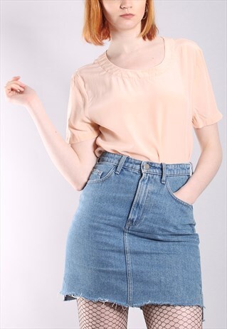 VINTAGE 90S SILK PEACH LOOSE FIT TOP