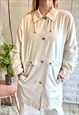 VINTAGE CREAM LIGHTWEIGHT BUTTON MAC 80'S TRENCH COAT