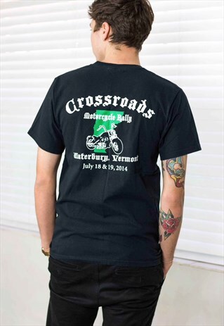 VINTAGE CROSSROADS BIKER T-SHIRT LOGO 90S M 7.1