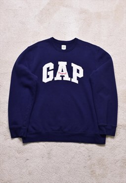 Vintage Gap Navy Embroidered Spell Out Sweater