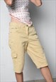 VINTAGE 90S ANISTA SOLID CARGO MID RISE SHORTS BEIGE