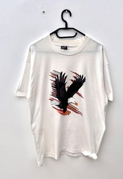 Vintage eagle nature white single stitch T-shirt large 