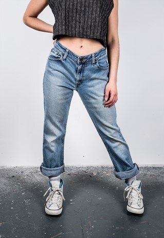VINTAGE LEVI'S 518 BLUE MOM RIPPED JEANS