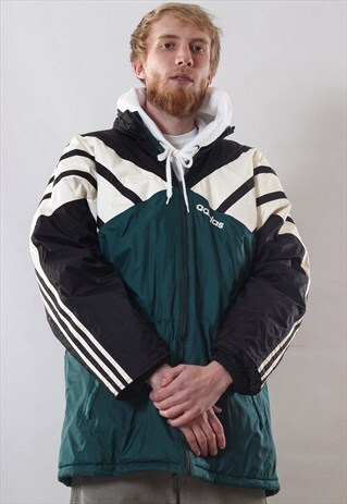 VINTAGE MENS ADIDAS TEAM TRAINING LOGO WINTER JACKET COAT