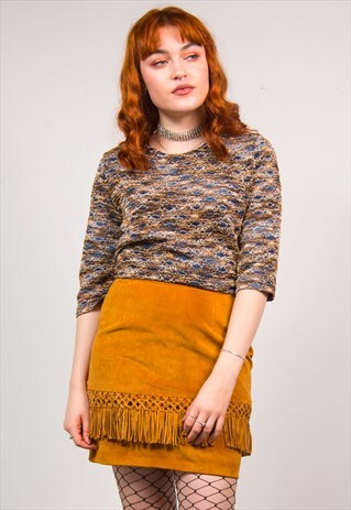 VINTAGE 90'S TEXTURED PRINT QUARTER SLEEVE TOP