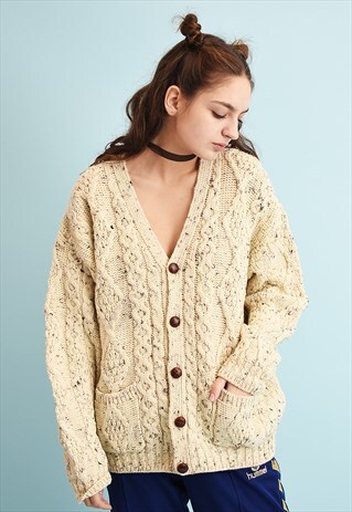 80'S RETRO CHUNKY OVERSIZED KNIT JAZZY GRANDADS CARDI