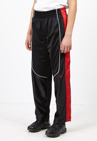 VINTAGE RETRO BLACK RED NIKE TRACK BOTTOMS JOGGERS