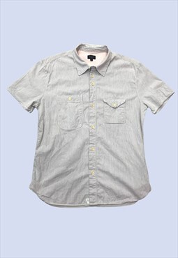 Shirt Grey Thin Striped Cotton Short Sleeved 
