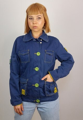 VINTAGE Y2K ADIDAS DENIM JACKET / BLAZER WORKWEAR STYLE