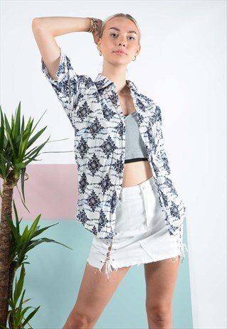 VINTAGE PATTERN SHIRT IN WHITE