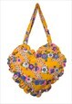 Yellow and purple Ruffle Heart Tote Bag