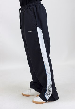 VINTAGE 90S REEBOK BLACK TRACKSUIT BOTTOMS