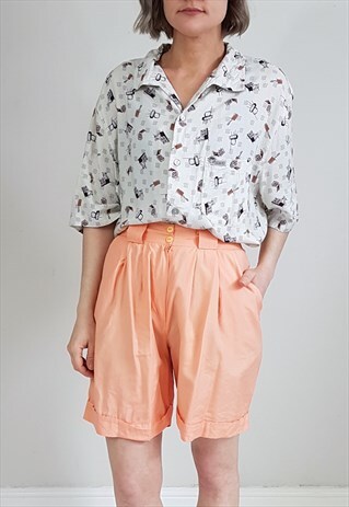 VINTAGE 90'S PASTEL ORANGE HIGH WAISTED SHORTS