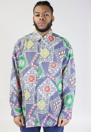 VINTAGE 90S BANDANA PATTERNED SHIRT