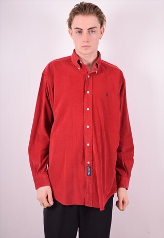 RALPH LAUREN MENS VINTAGE CORDUROY SHIRT XL RED 90S