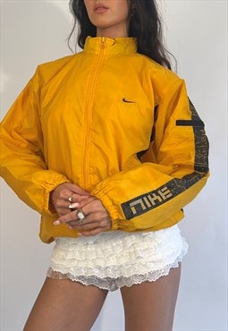 90s Nike Yellow & Grey Full Zip Track Jacket Windbreaker