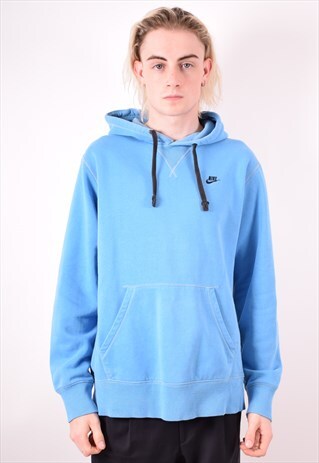 NIKE MENS VINTAGE HOODIE SWEATER LARGE BLUE 90S