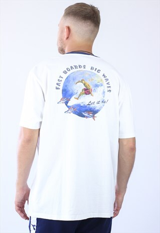 VINTAGE MENS TOMMY HILFIGER BIG LOGO SURFING HAWAII T-SHIRT