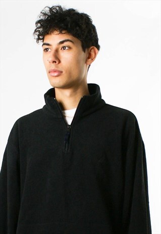 NAUTICA 1/4 ZIP FLEECE SWEATSHIRT, SWEATER BLACK