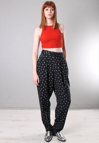 VINTAGE 80S PATTERNED HIGH WAISTED HAREM PANTS TROUSERS