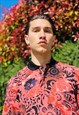 Vintage 90's Red/Black Floral Printed three button shirt