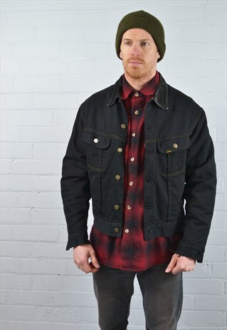 VINTAGE LEE BLACK DISTRESSED DENIM JACKET