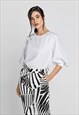 WHITE TOP WITH BISHOP SLEEVES 