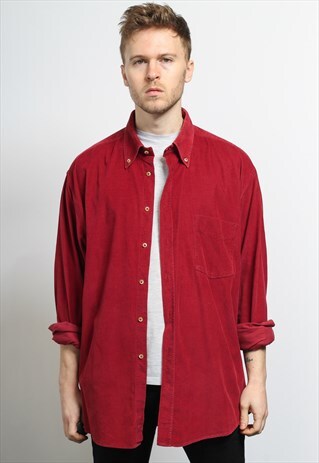 VINTAGE CORDUROY CORD SHIRT RED