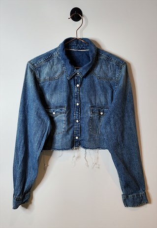 UPCYCLED VINTAGE DENIM CROP SHIRT JACKET SIZE 10-12