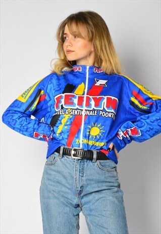 VINTAGE 90S BLUE COLOURFUL LIGHTWEIGHT SPORTS JACKET
