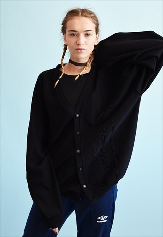 90'S RETRO KNIT OVERSIZED GRUNGE GRANDADS CARDIGAN
